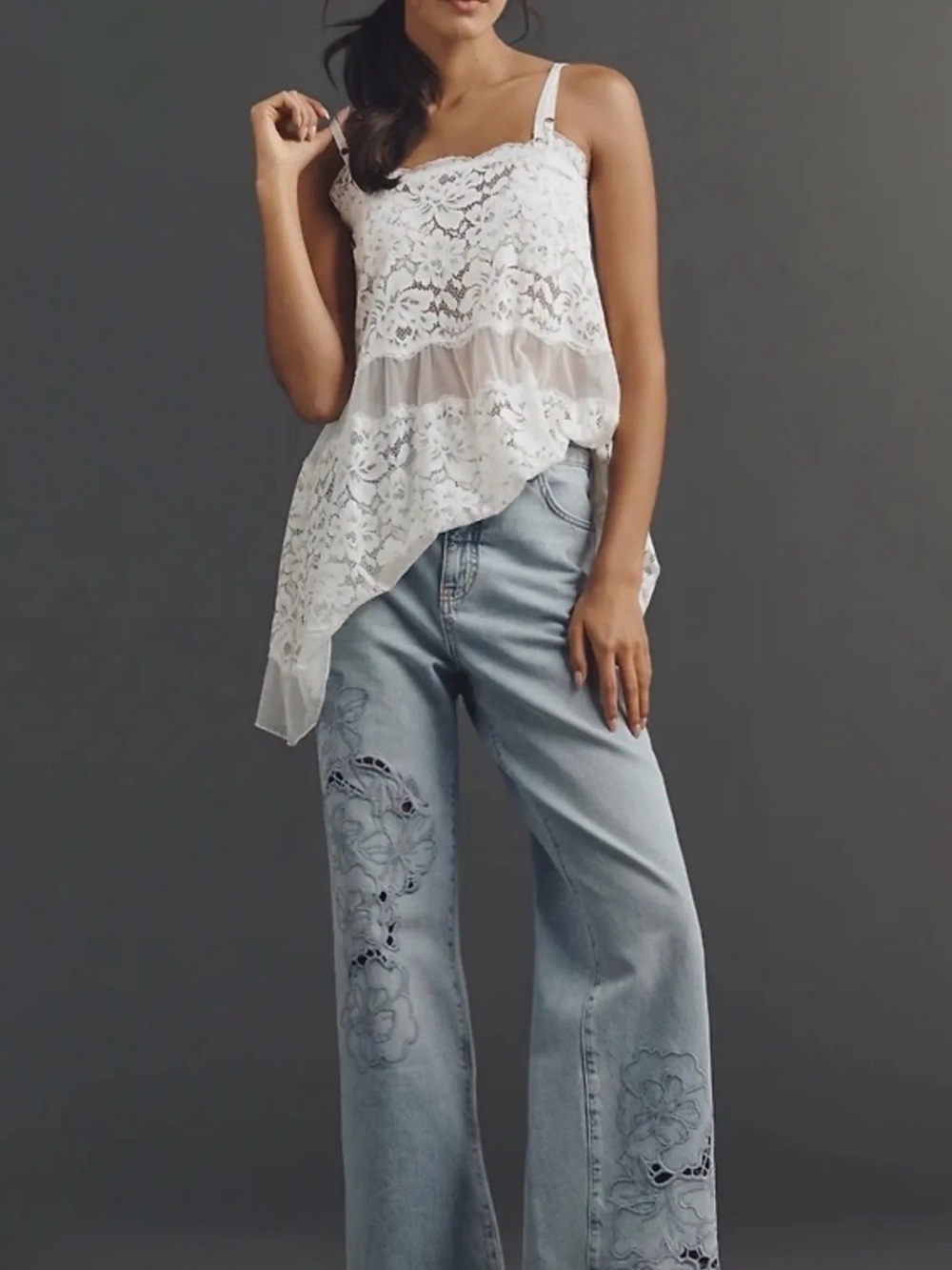 Anthropologie Light Wash Embroidered Flare Jeans